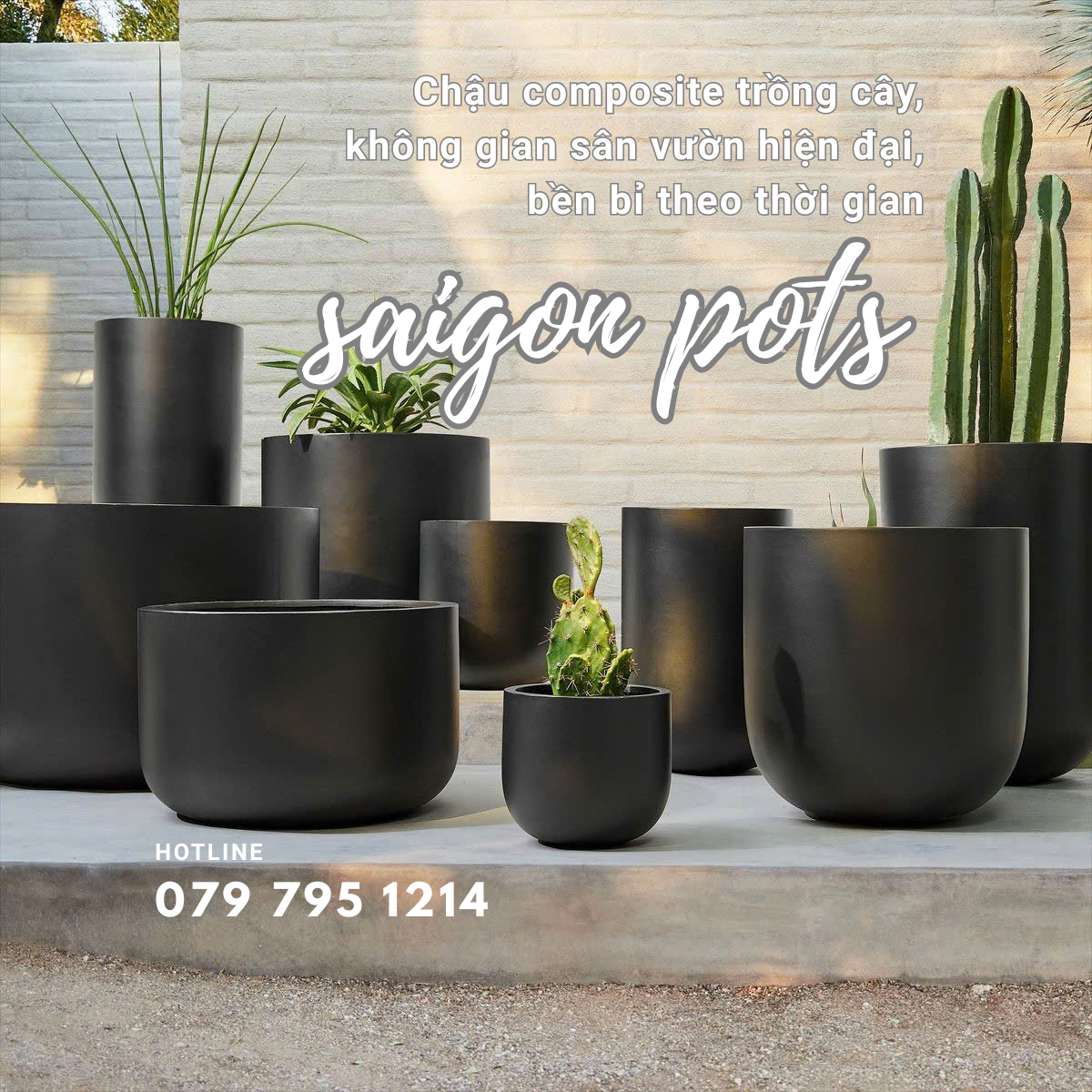 chậu composite trồng cây, chậu cây sài gòn